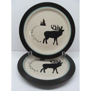 Bass Pro Shops "White River" Elk Set Of 2 Rustic 8 1/4" Salad Plates READ DESC